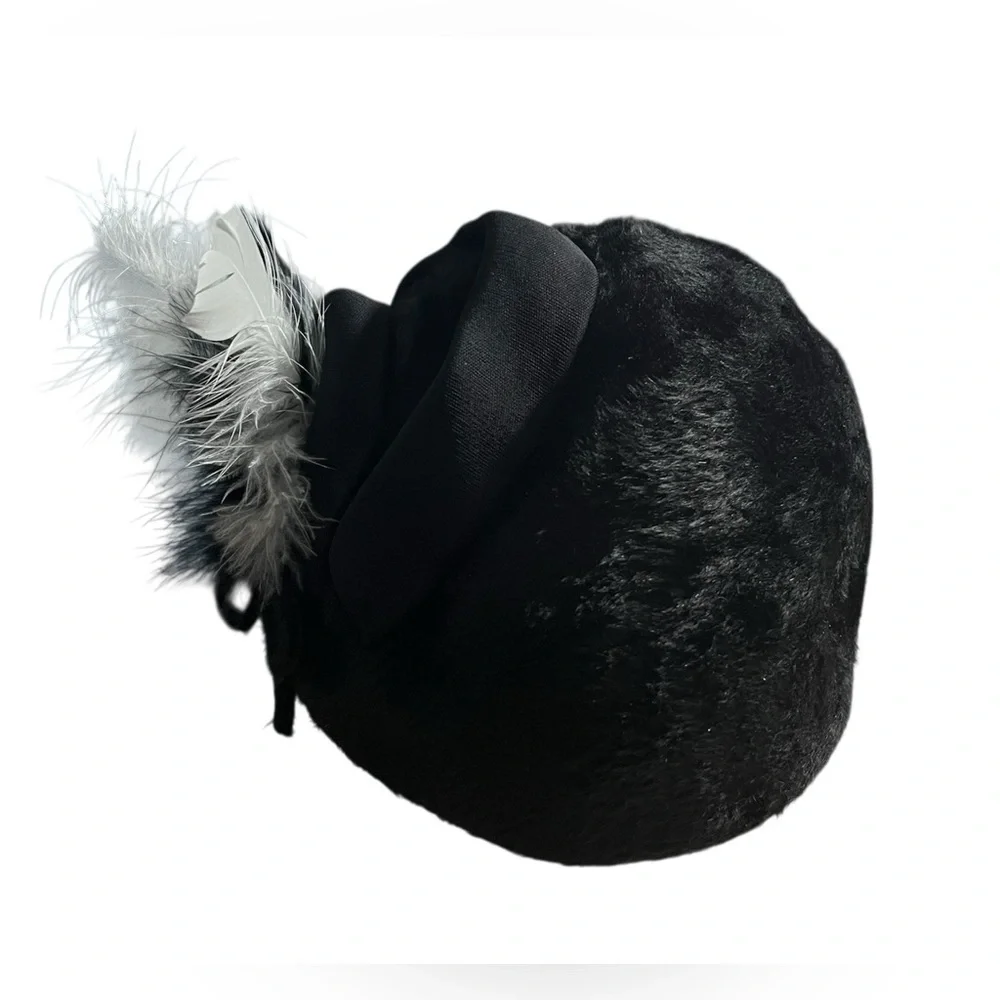 Jacques Heim Black Women's Duchess 50s or 60s Hat with Feather Accent